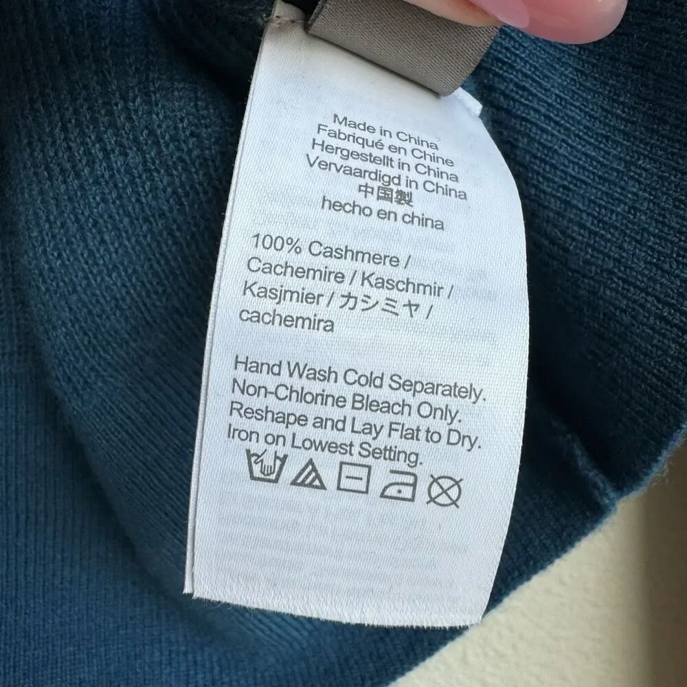 J. Crew Featherweight 100% Cashmere Blue Button Cropped Cardigan Size Large - Picture 7 of 8